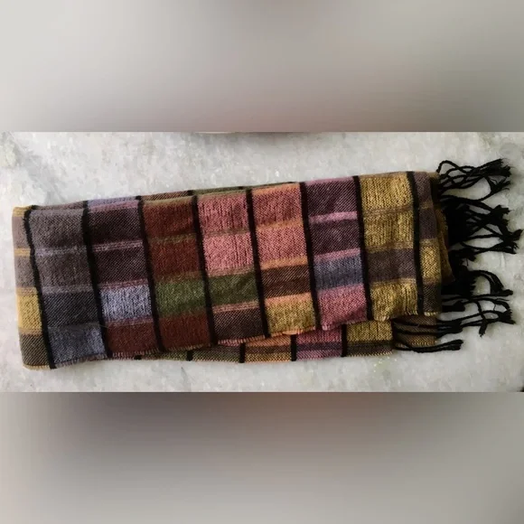 Colorful block squares wrap around scarf - Picture 3 of 6